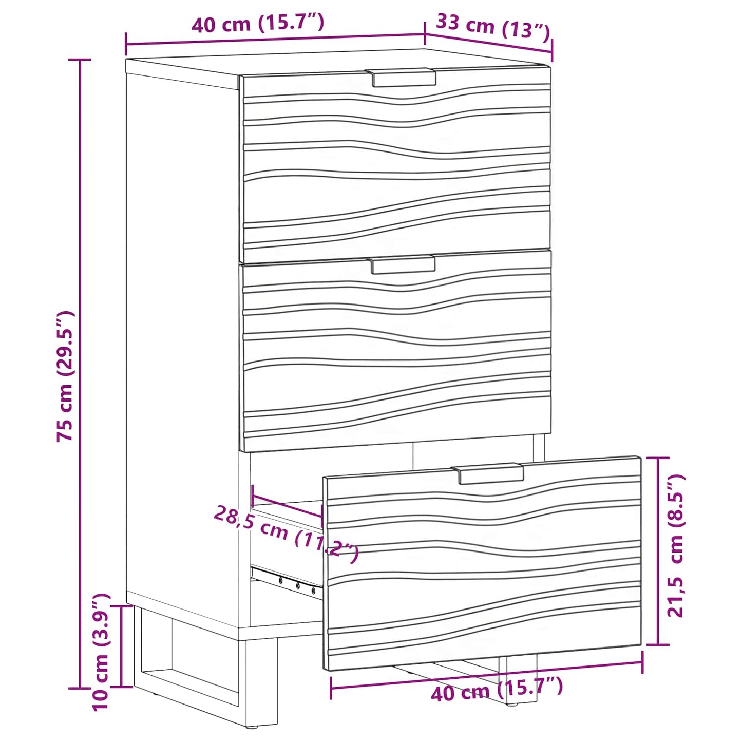 Credenza Marrone 40 x 33 x 75 cm legno massello di mango