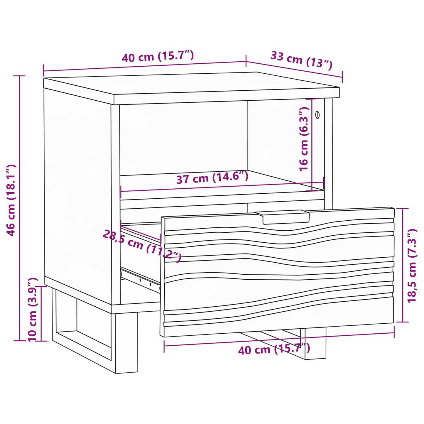 Armadio da Notte Noce 40 x 33 x 46 cm Legno ingegnerizzato | homemem39