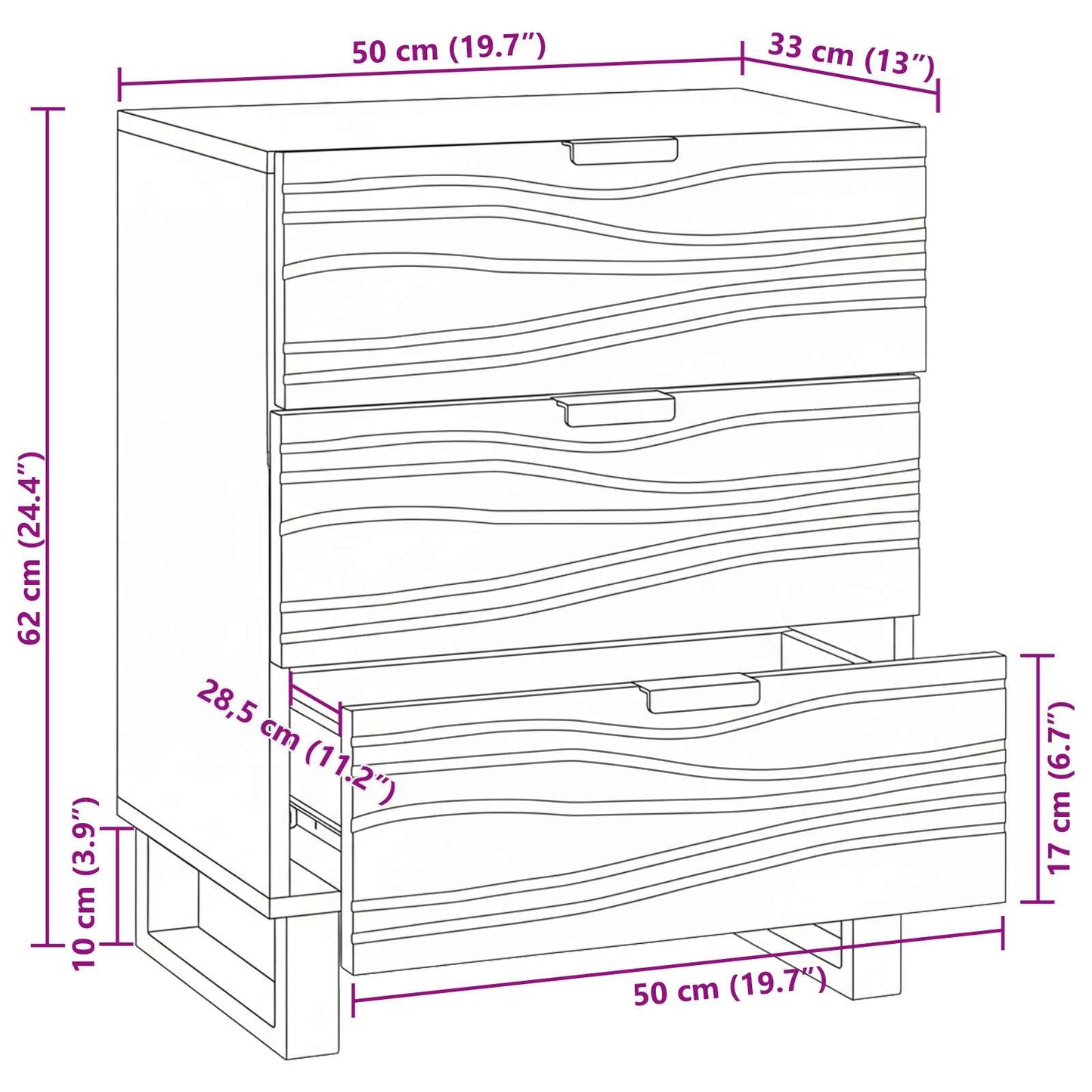 Armadio da Notte Noce 50 x 33 x 62 cm Legno ingegnerizzato | homemem39
