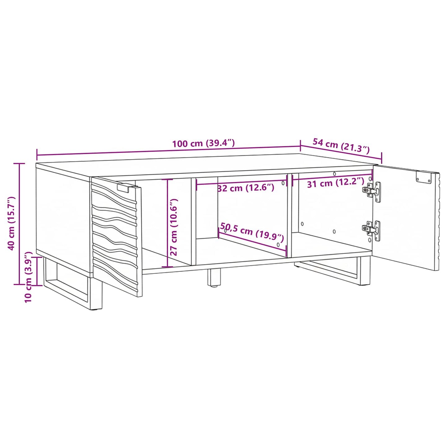 Tavolino da salotto Noce 100 x 54 x 40 cm Legno ingegnerizzato