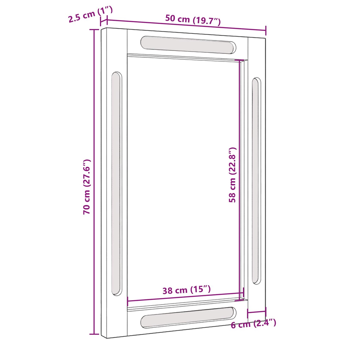 Specchio da bagno con specchio Marrone 50 x 2,5 x 70 cm | homemem39