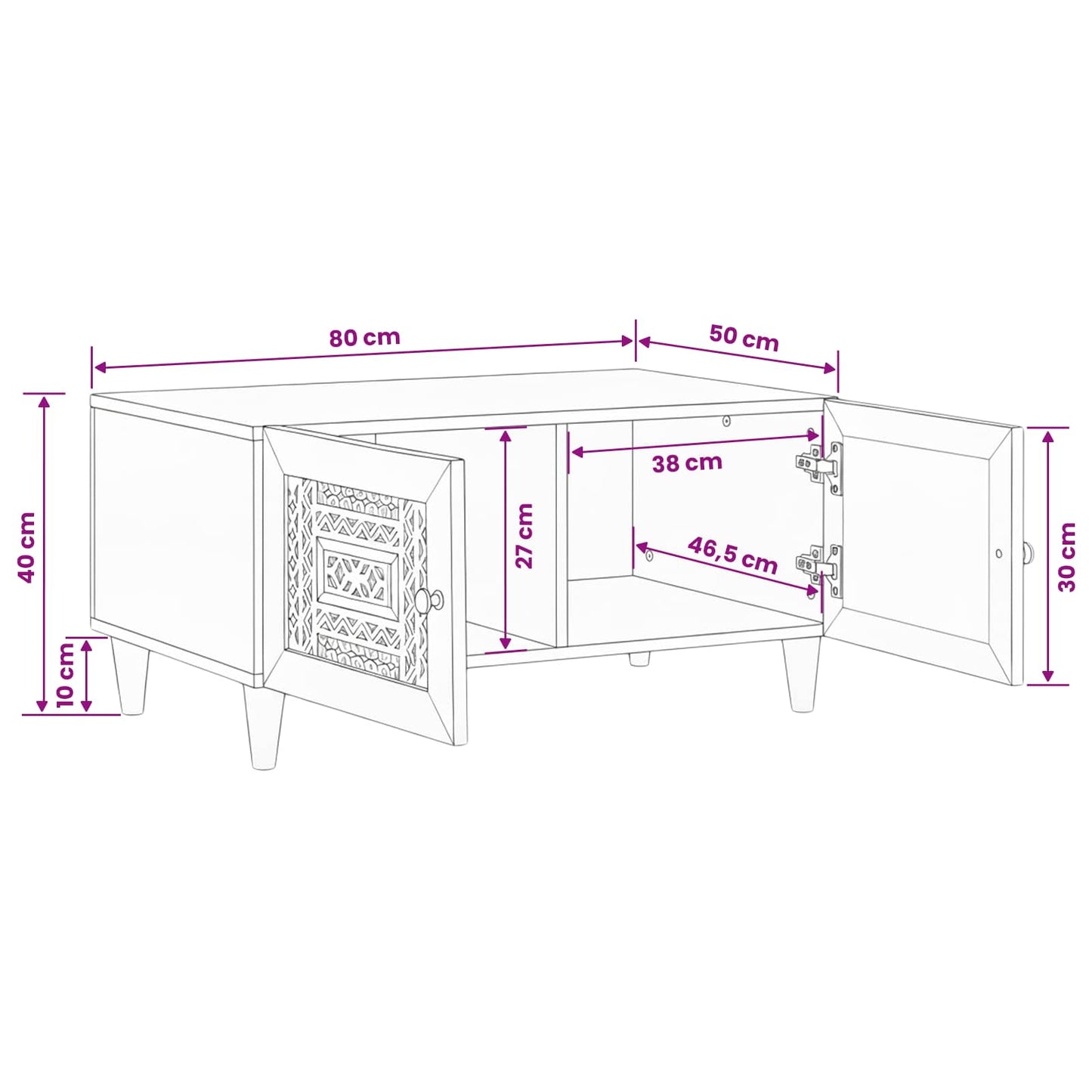 Tavolino da salotto con porta Marrone Chiaro 80 x 50 x 40 cm | homemem39