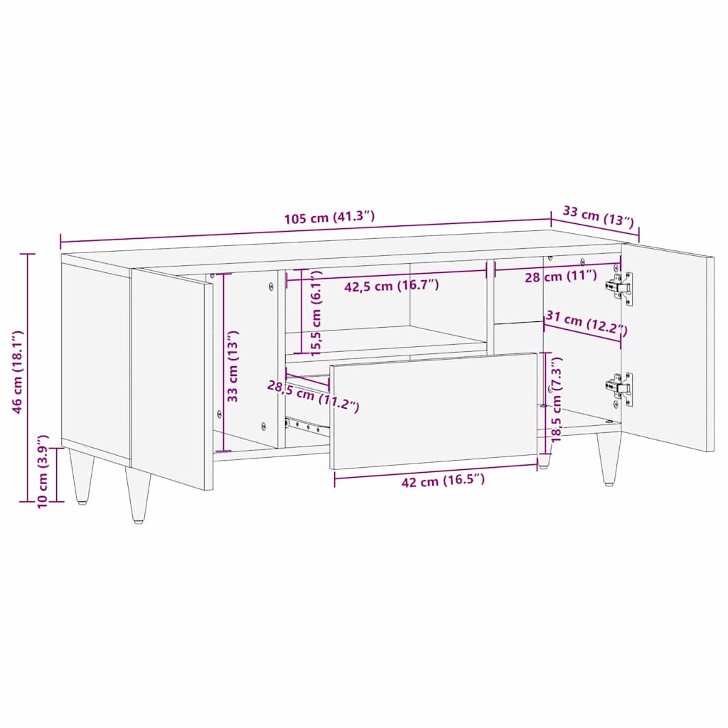 Mobile TV con cassetto Marrone chiaro 105 x 33 x 46 cm