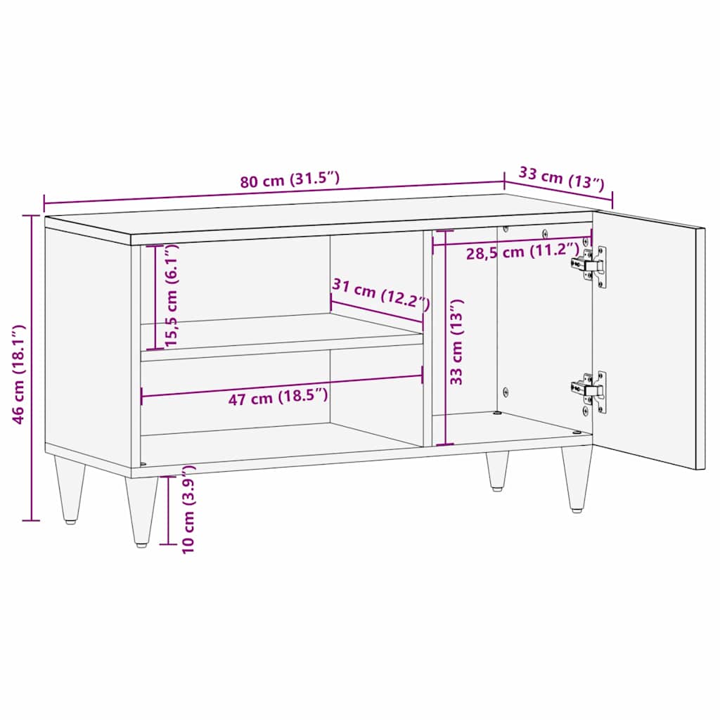 Mobile TV con lo scaffale Marrone chiaro 80 x 33 x 46 cm