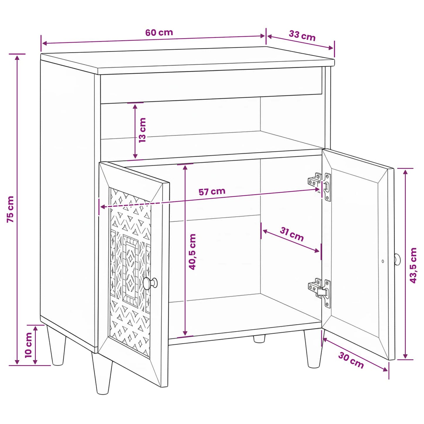 Credenza Marrone chiaro 33.5 x 60 x 75 cm | homemem39