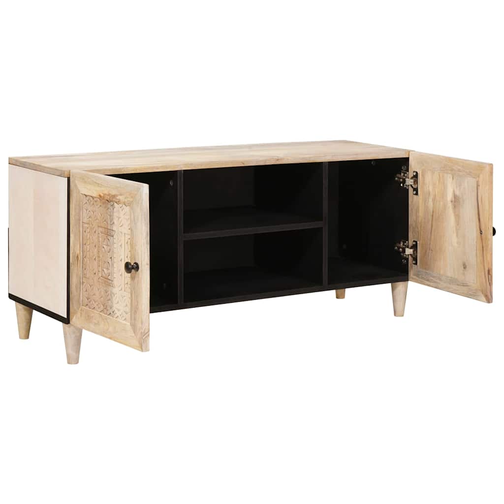 Mobile TV Bianco 105 x 33 x 46 cm legno massello di mango