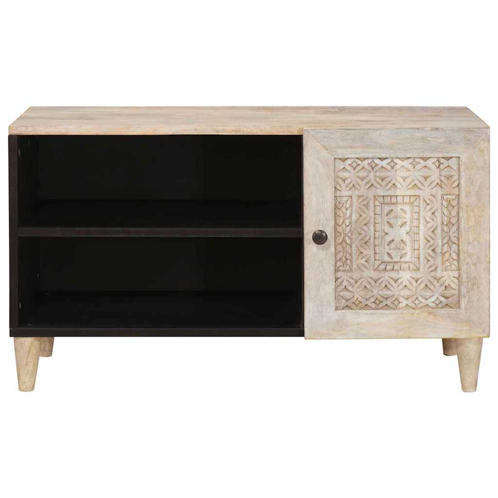 Mobile TV Bianco 80 x 33 x 46 cm legno massello di mango