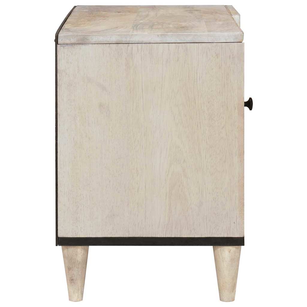 Mobile TV Bianco 80 x 33 x 46 cm legno massello di mango