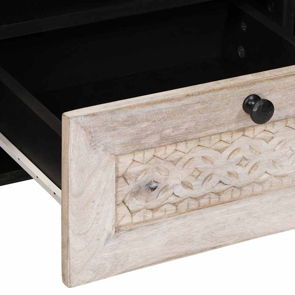 Mobile TV Bianco 105 x 33 x 46 cm legno massello di mango