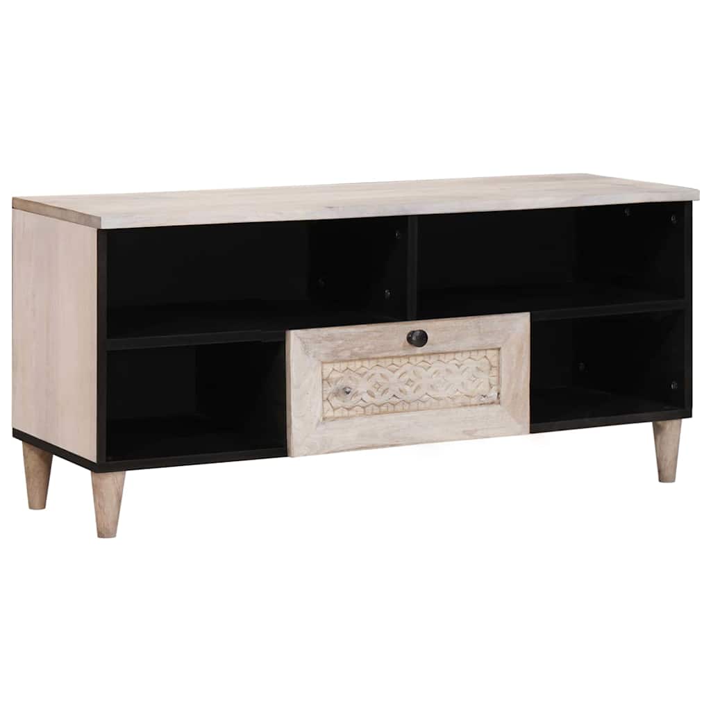 Mobile TV Bianco 105 x 33 x 46 cm legno massello di mango