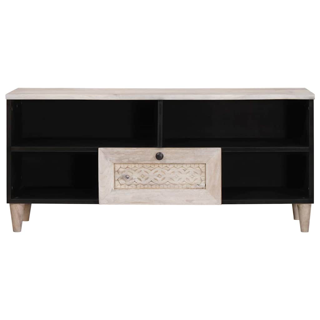 Mobile TV Bianco 105 x 33 x 46 cm legno massello di mango