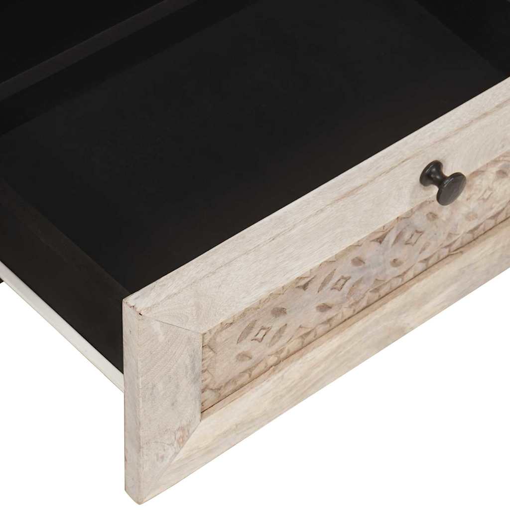 Mobile TV Bianco 80 x 33 x 46 cm legno massello di mango