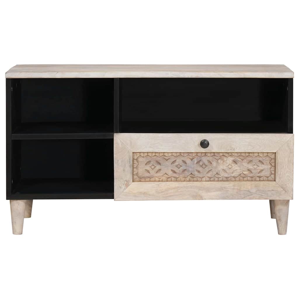 Mobile TV Bianco 80 x 33 x 46 cm legno massello di mango