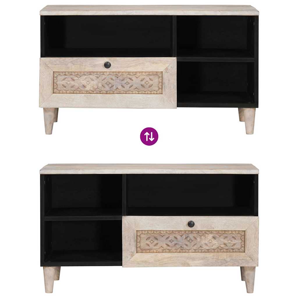 Mobile TV Bianco 80 x 33 x 46 cm legno massello di mango