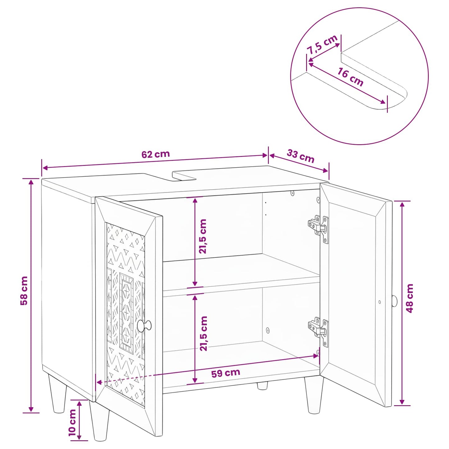 Mobile da Bagno Montaggio a parete Bianco 62 x 33 x 58 cm | homemem39