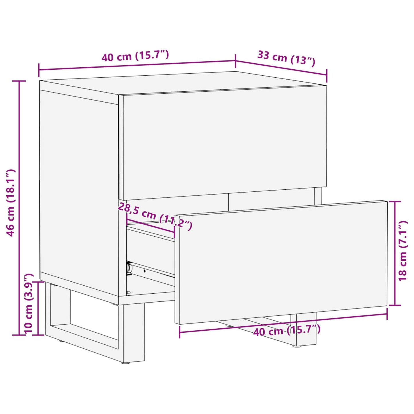 Armadio da Notte con cassetto Marrone 40 x 33 x 46 cm | homemem39
