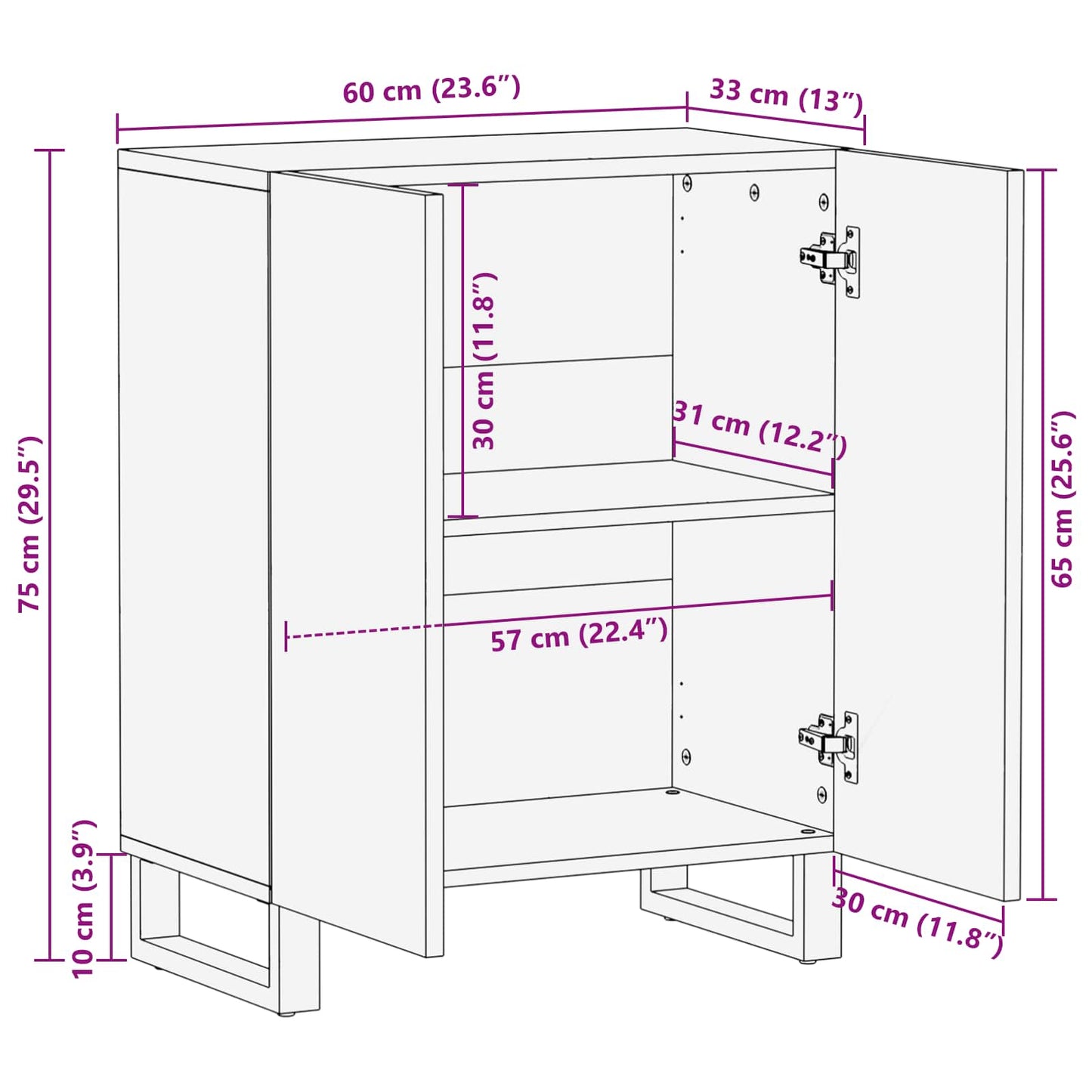 Credenza con Ripostiglio Marrone 60 x 33 x 75 cm