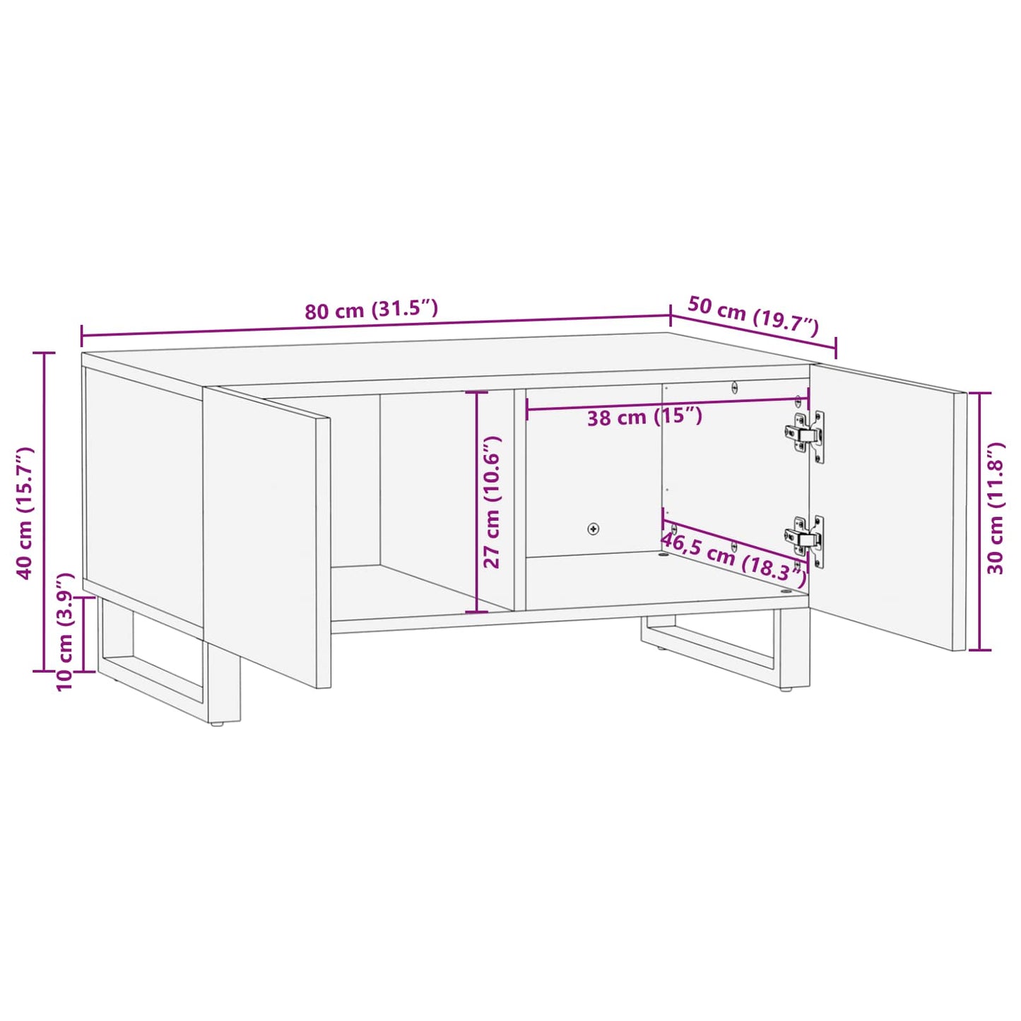 Tavolino da salotto Marrone 80 x 50 x 40 cm | homemem39