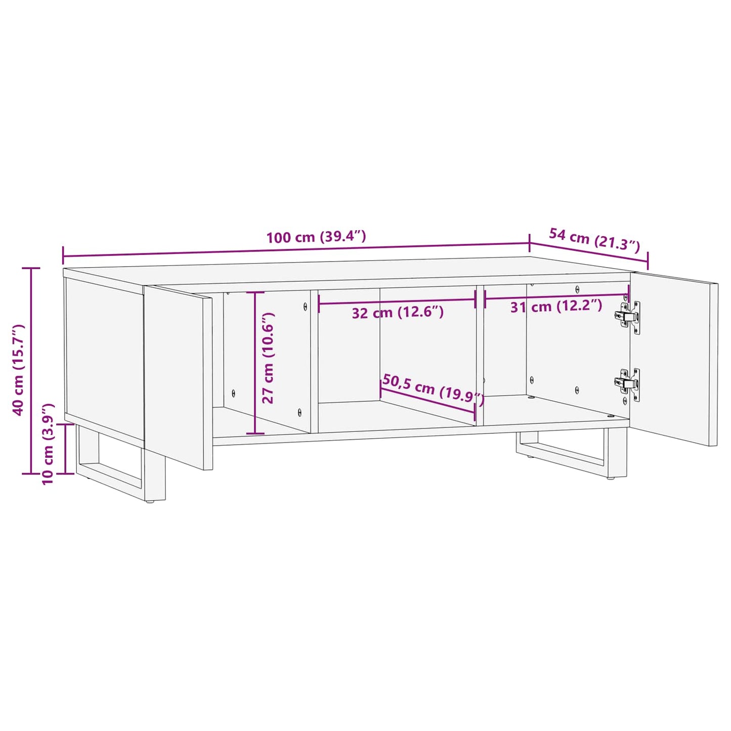 Tavolino da salotto Marrone 100 x 54 x 40 cm | homemem39