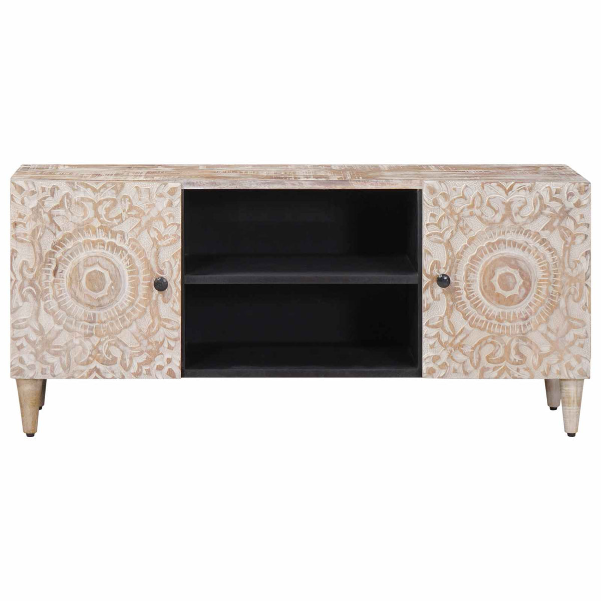 Mobile TV Bianco 105 x 33,5 x 46 cm Legno di mango massello - homemem39