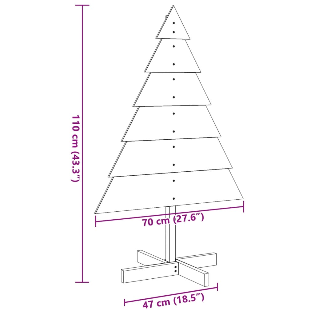 Albero di Natale Decorativo in Legno 110 cm in Legno Massello - homemem39