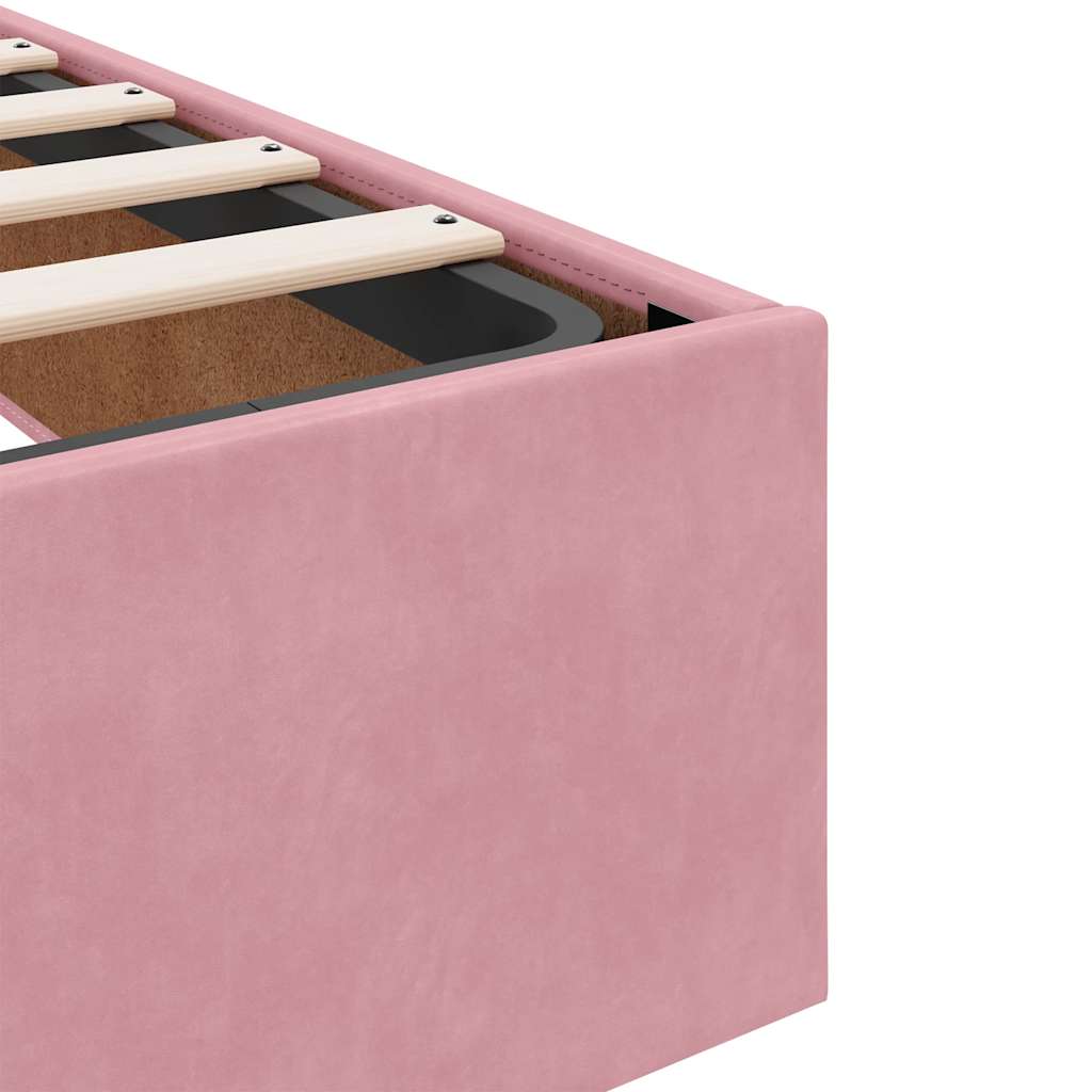 Struttura Letto Pouf Senza Materasso Rosa 100x200 cm Velluto | homemem39