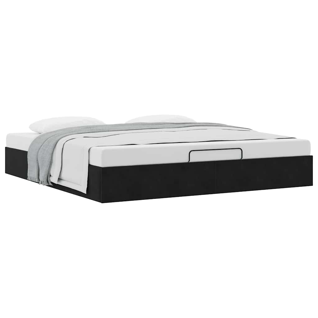 Struttura Letto Pouf senza Materasso Nero 200x200 cm in Velluto | homemem39