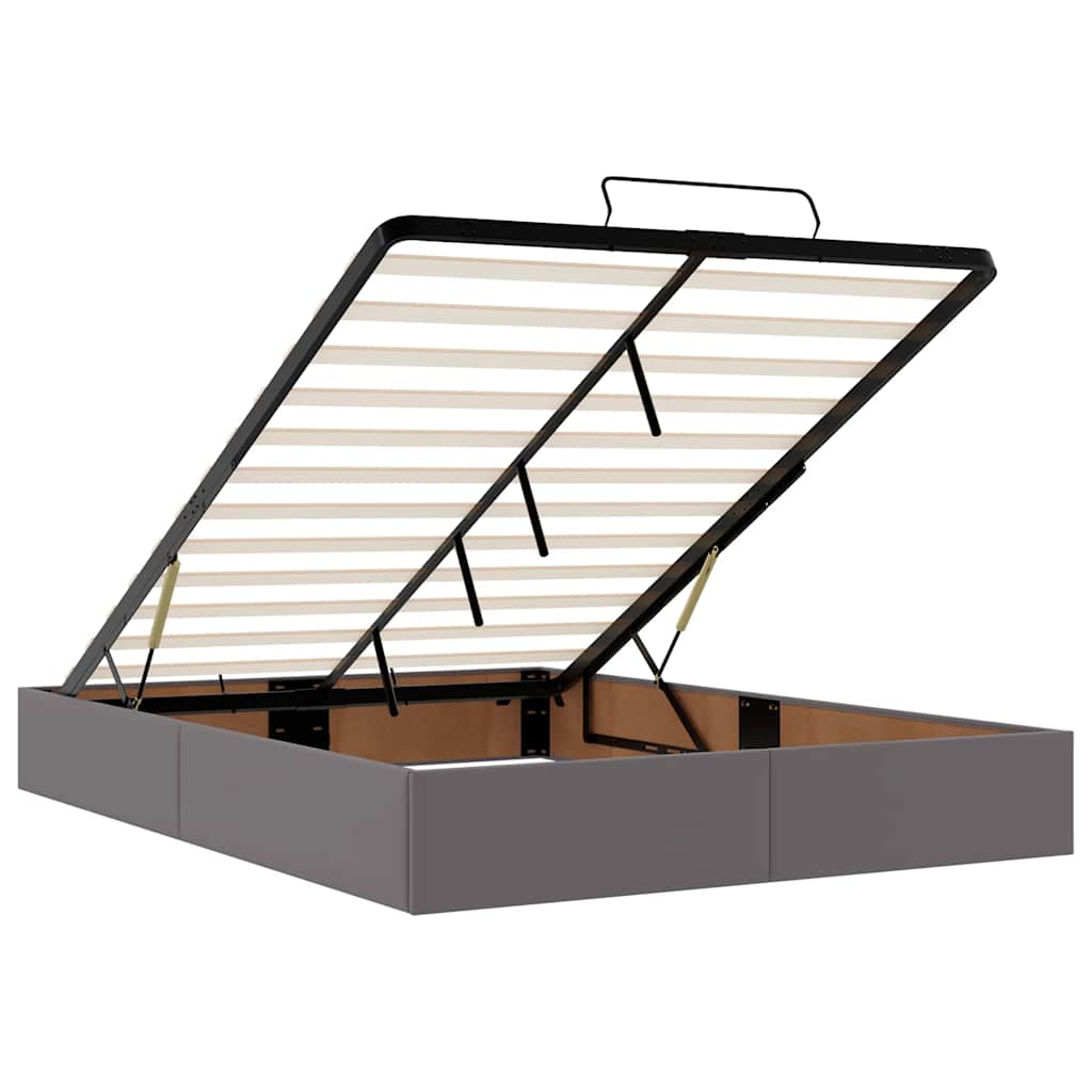 Struttura Letto Pouf con Materasso Grigio 140x200 cm Similpelle - homemem39