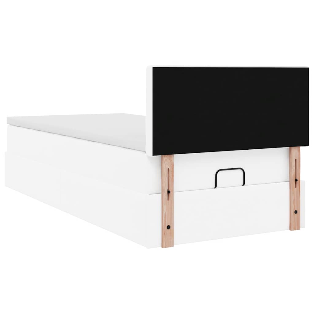 Letto Pouf con Materasso Bianco 80x200 cm Similpelle | homemem39