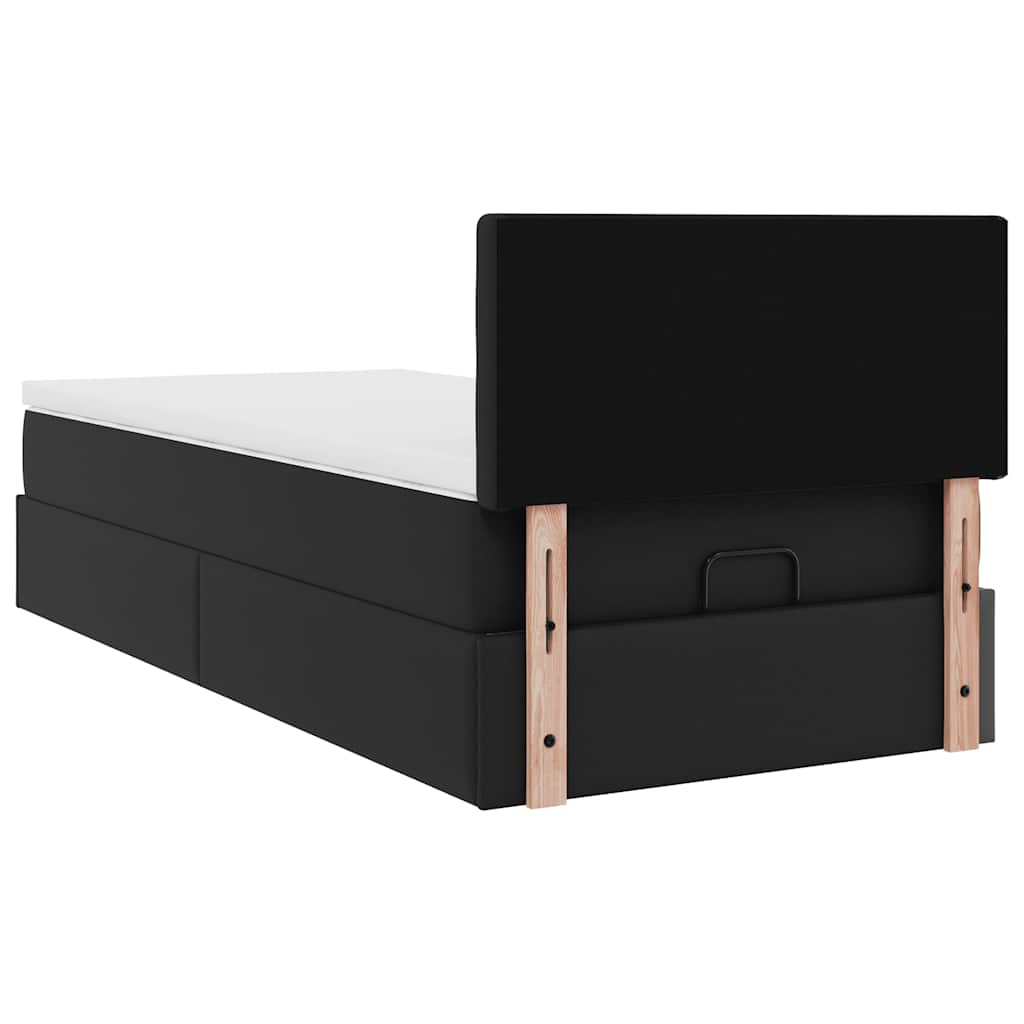 Letto Pouf con Materasso Nero 90x190 cm Similpelle | homemem39
