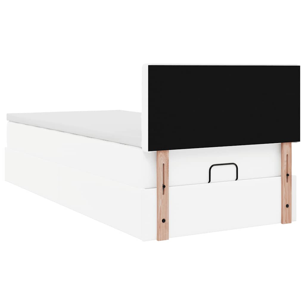 Letto Pouf con Materasso Bianco 100x200 cm Similpelle | homemem39
