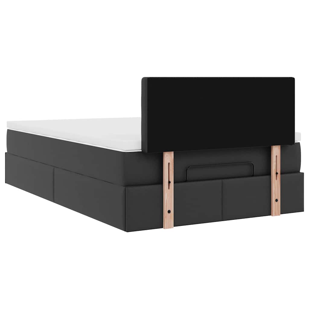 Struttura Letto Pouf con Materasso Nero 120x190 cm Similpelle | homemem39