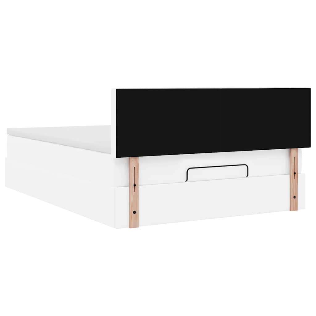 Struttura Letto Pouf con Materasso Bianco 140x190 cm Similpelle | homemem39
