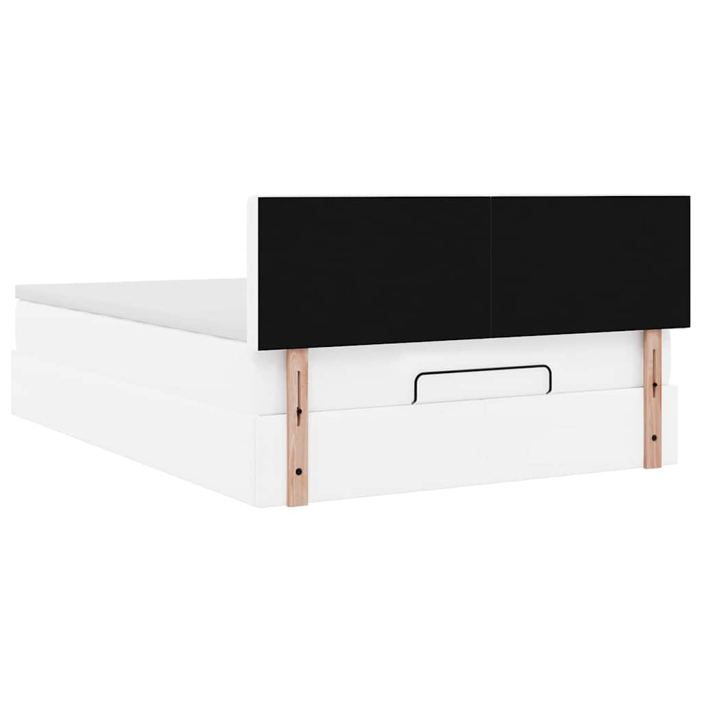 Struttura Letto Pouf con Materasso Bianco 140x200 cm Similpelle | homemem39