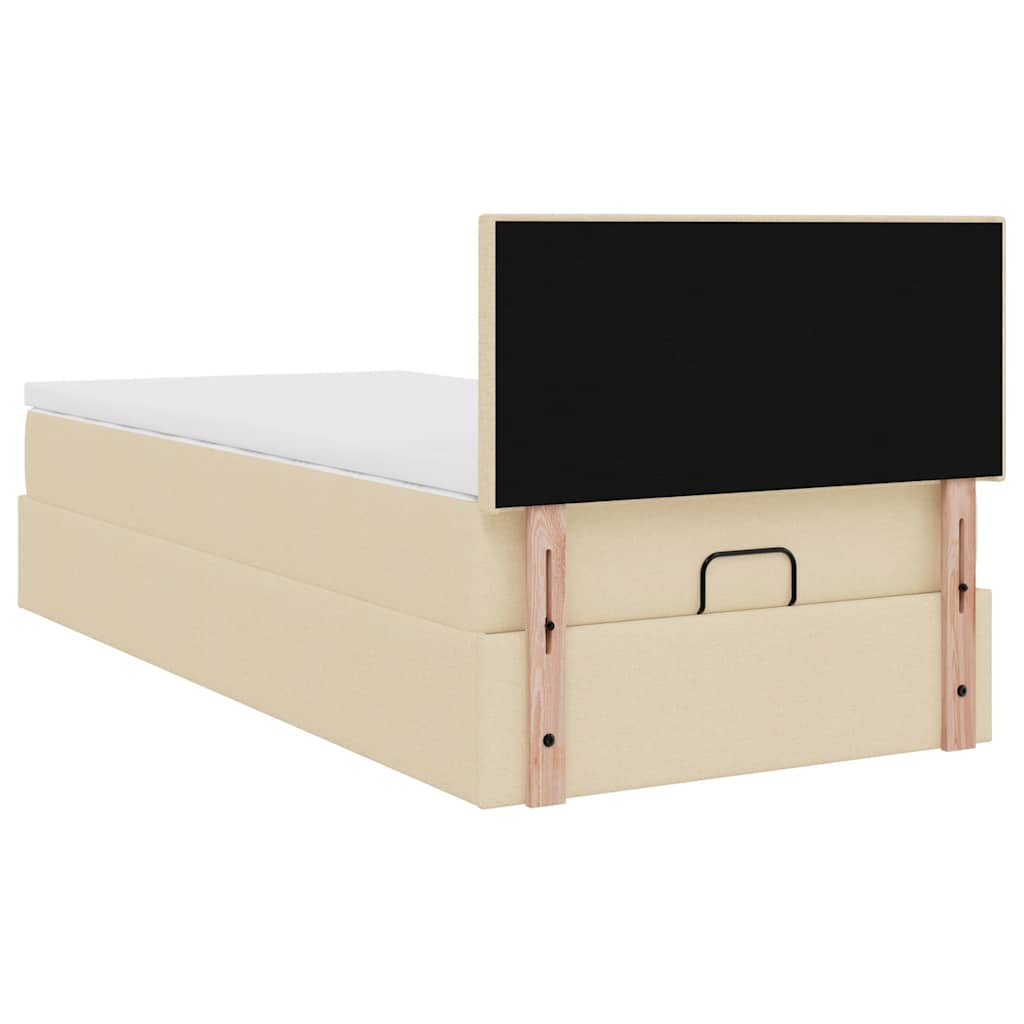 Struttura Letto Pouf con Materasso Crema 90x190 cm in Tessuto | homemem39
