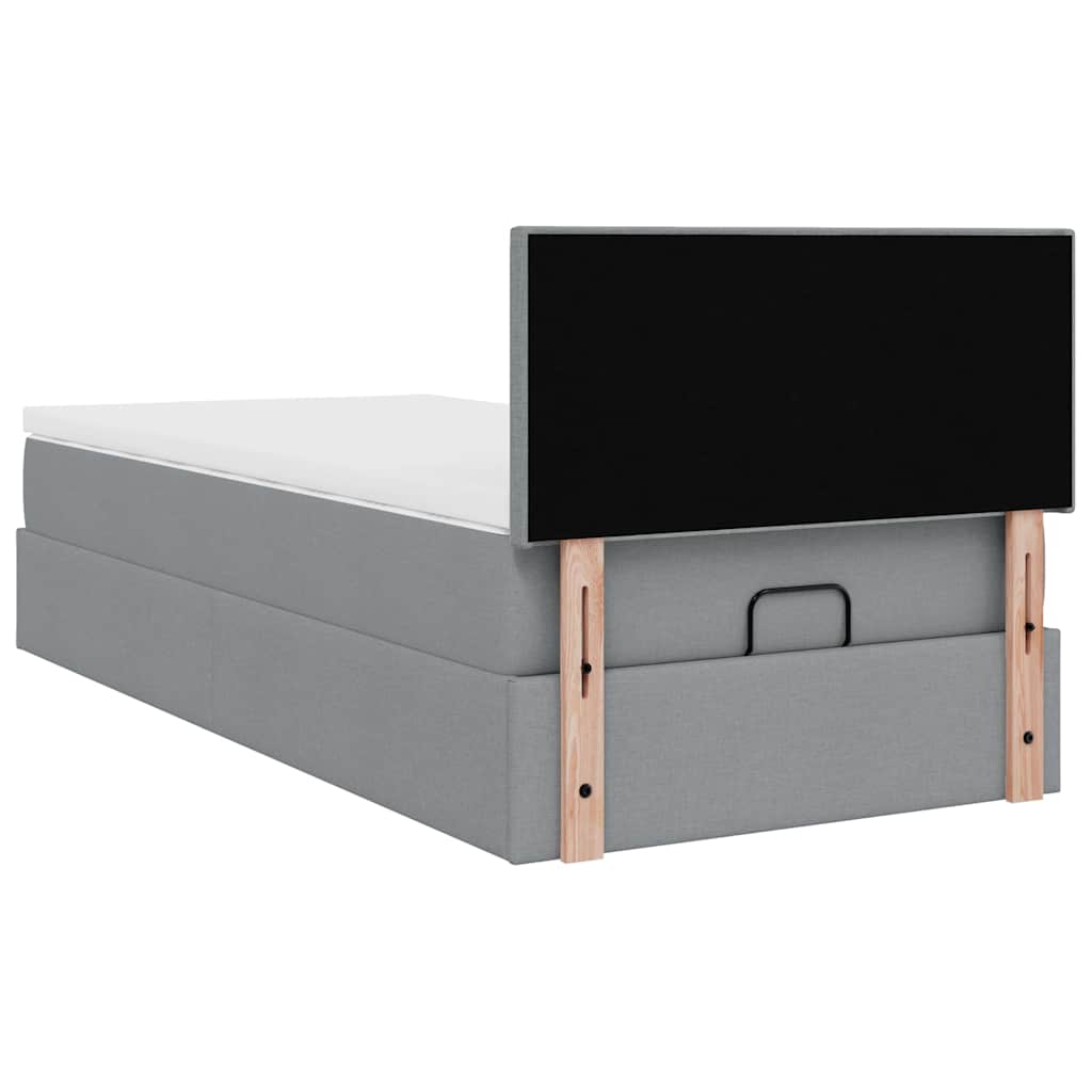 Pouf Letto con Materasso Grigio Chiaro 100x200 cm in Tessuto | homemem39