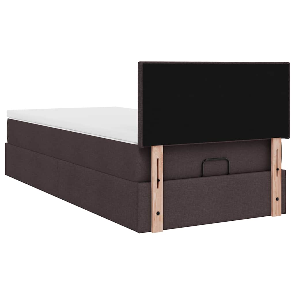 Pouf Letto con Materasso Marrone Scuro 100x200 cm in Tessuto | homemem39