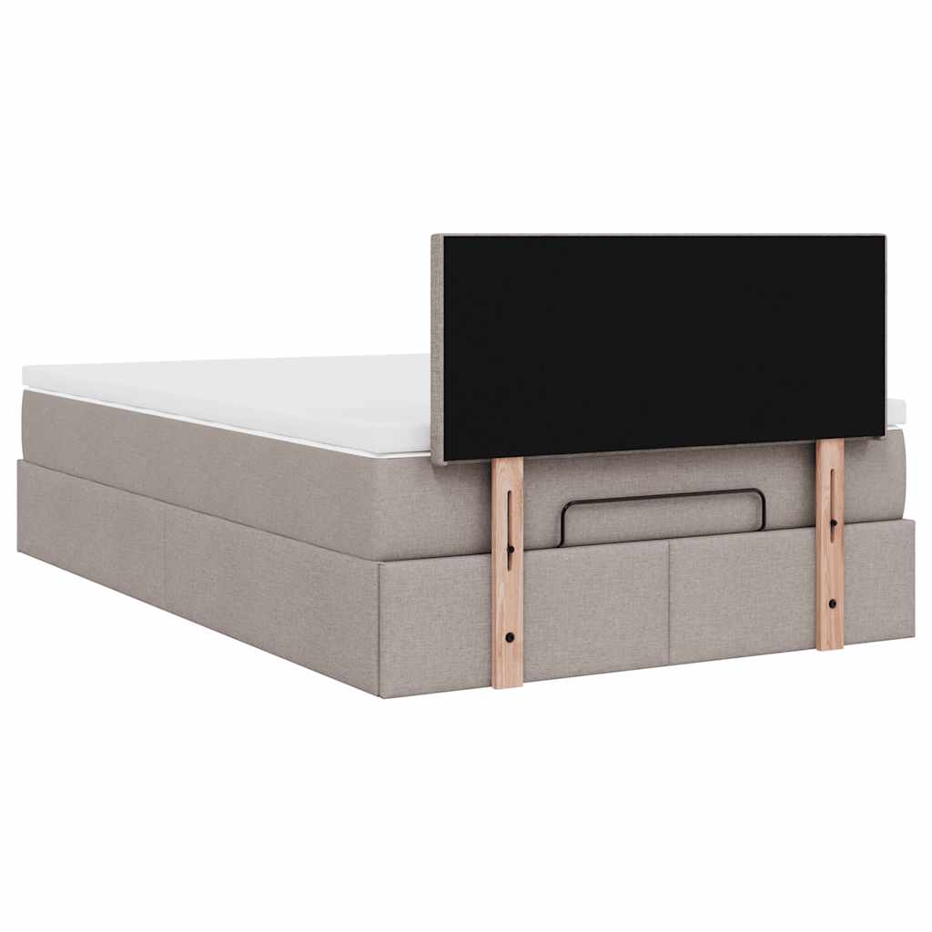 Struttura Letto Pouf con Materasso Tortora 120x190 cm Tessuto | homemem39