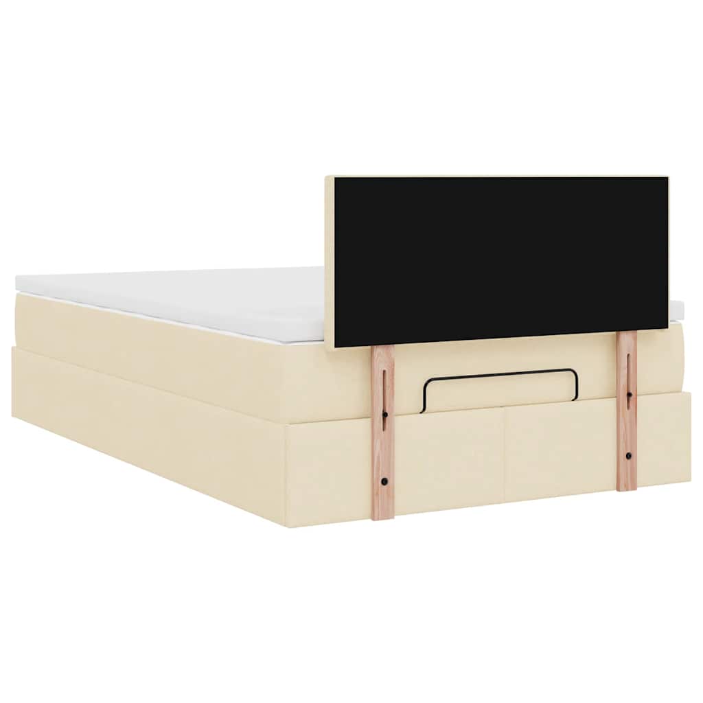 Struttura Letto Pouf con Materasso Crema 120x190 cm in Tessuto | homemem39