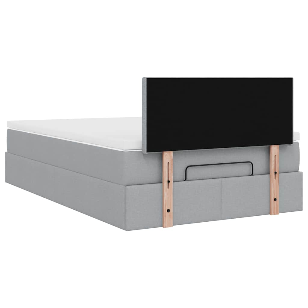 Pouf Letto con Materasso Grigio Chiaro 120x200 cm in Tessuto | homemem39