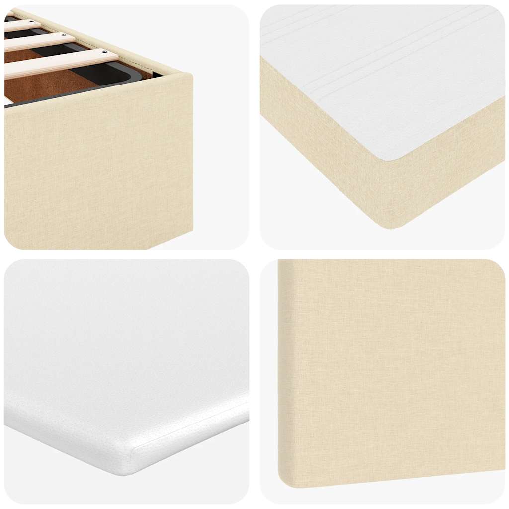 Struttura Letto Pouf con Materasso Crema 120x200 cm in Tessuto