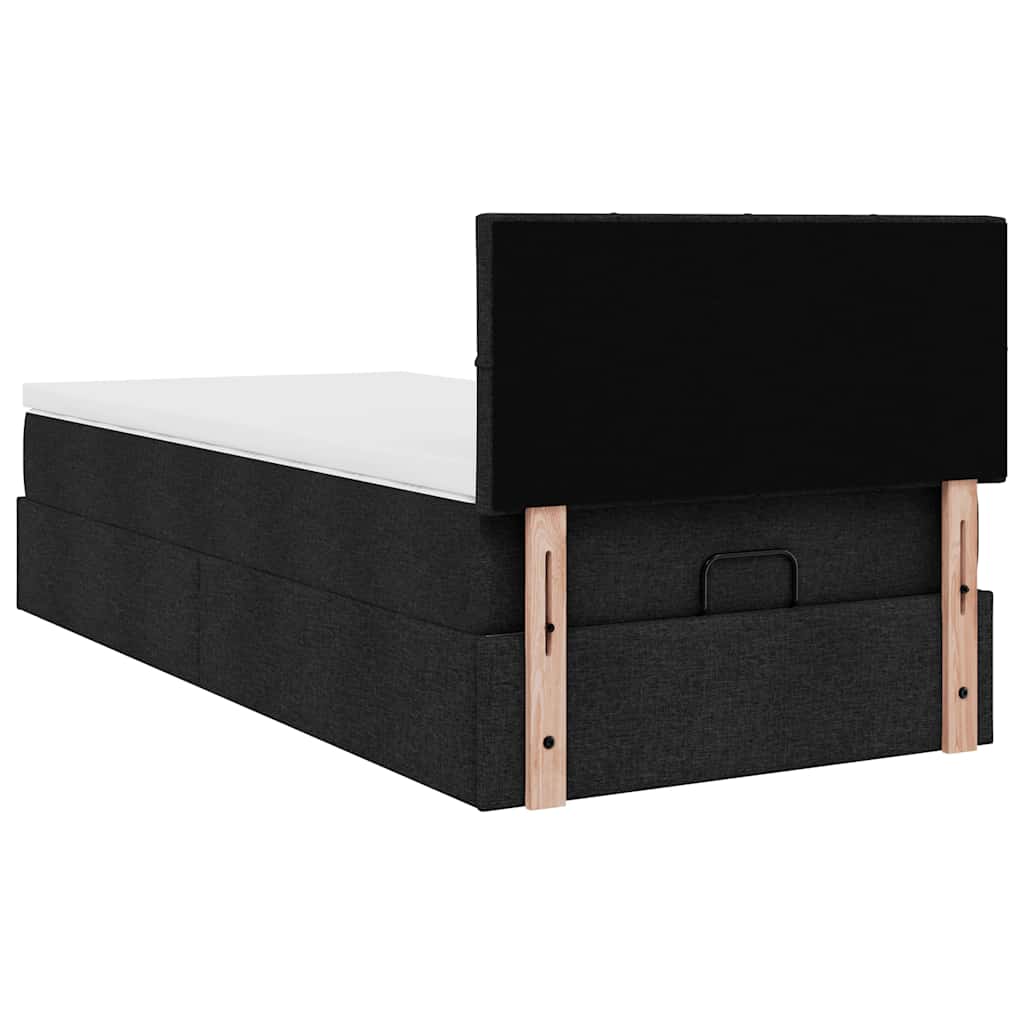 Struttura Letto Pouf con Materasso Nero 80x200 cm in Tessuto | homemem39