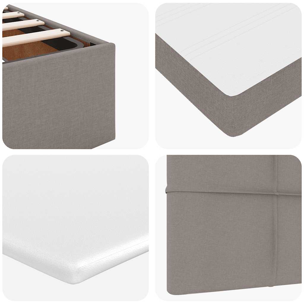 Struttura Letto Pouf con Materasso Tortora 80x200 cm in Tessuto