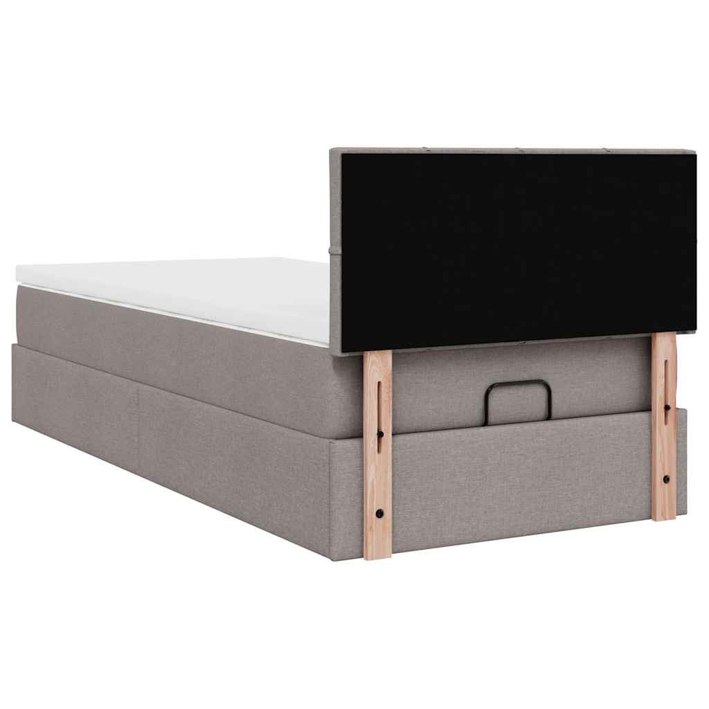 Struttura Letto Pouf con Materasso Tortora 90x190 cm in Tessuto | homemem39