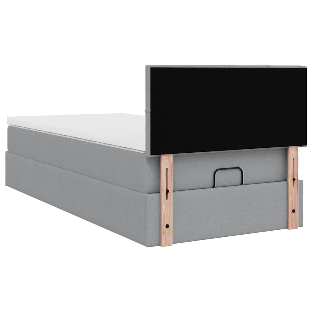 Pouf Letto con Materasso Grigio Chiaro 90x200 cm in Tessuto | homemem39