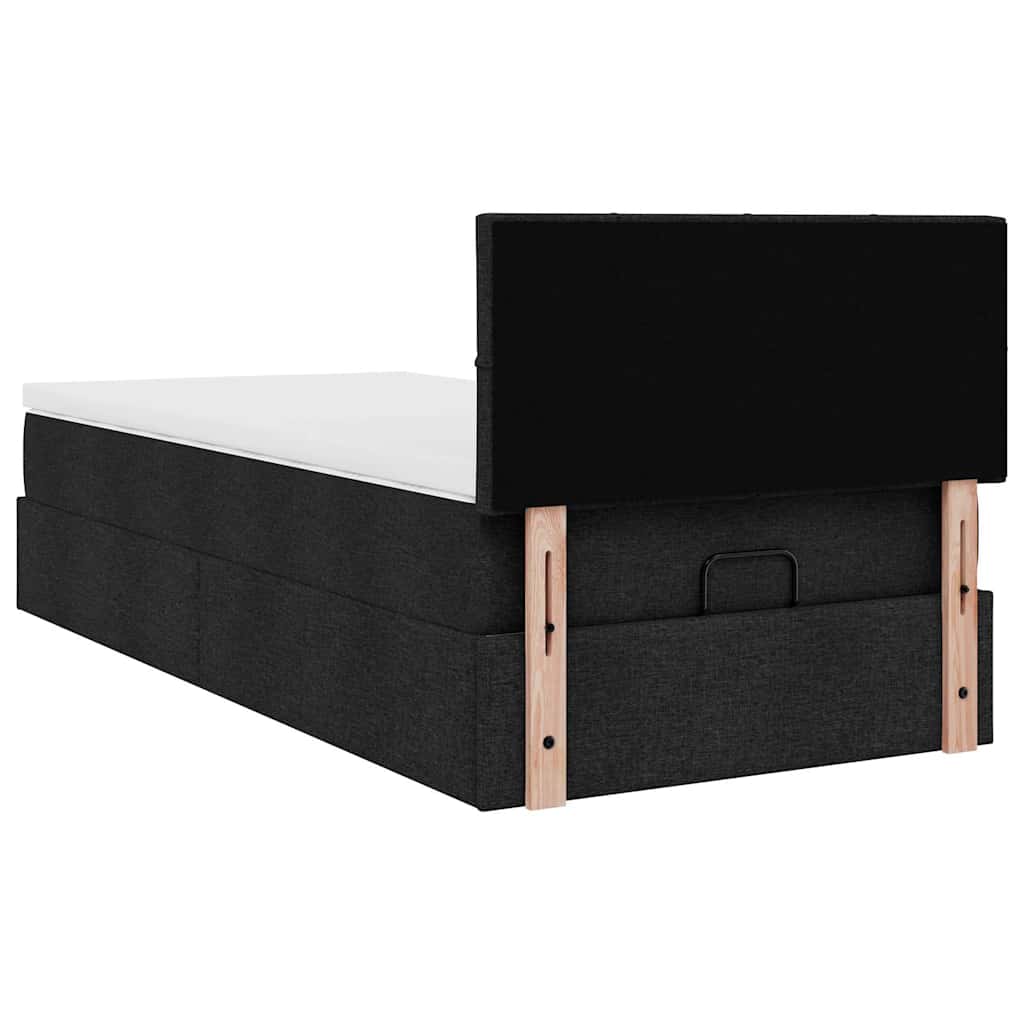 Pouf Letto con Materasso Nero 100x200 cm in Tessuto | homemem39