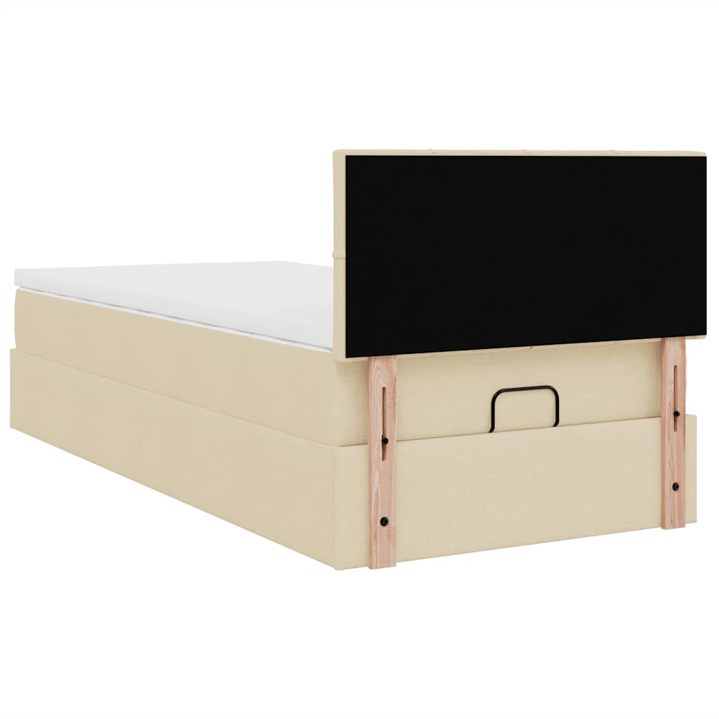 Pouf Letto con Materasso Crema 100x200 cm in Tessuto | homemem39