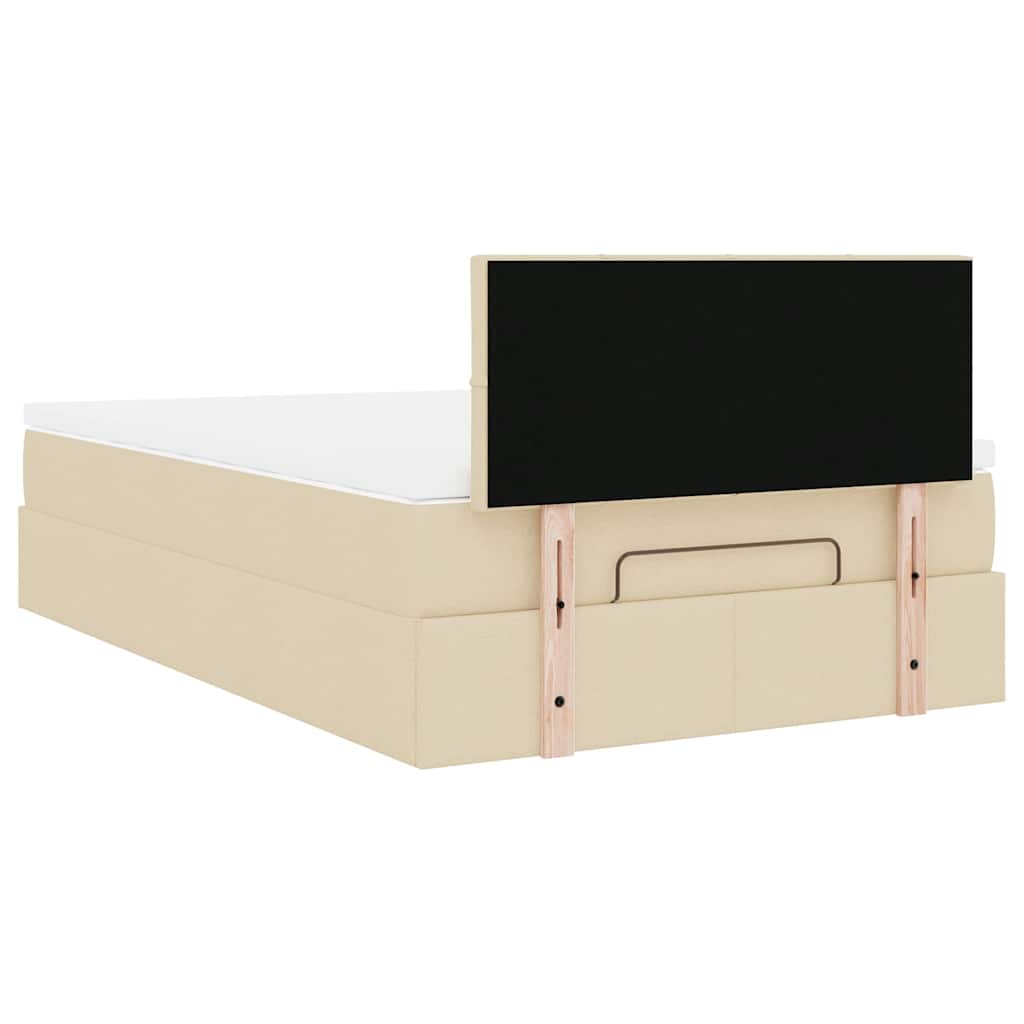 Struttura Letto Pouf con Materasso Crema 120x190 cm in Tessuto - homemem39