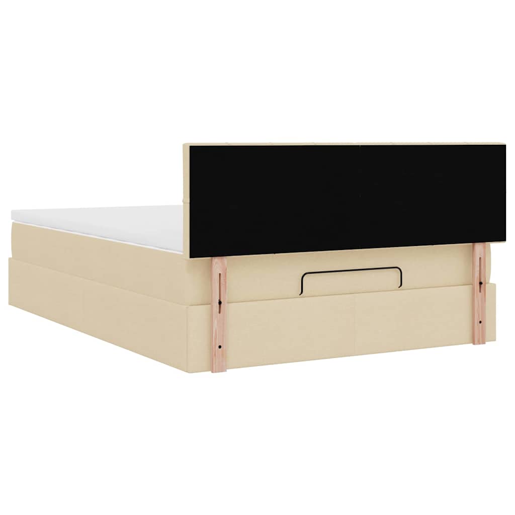 Pouf Letto con Materasso Crema 140x190 cm in Tessuto | homemem39