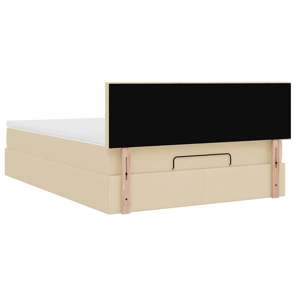 Pouf Letto con Materasso Crema 140x200 cm in Tessuto | homemem39